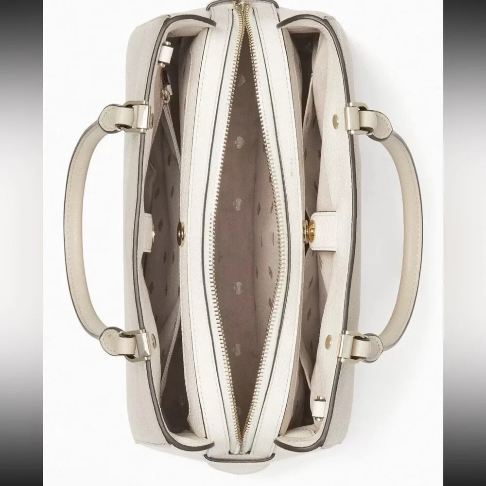 Kate Spade New York Leila Medium Triple compartment Satchel In Light Sand/Gold - Picture 6 of 9